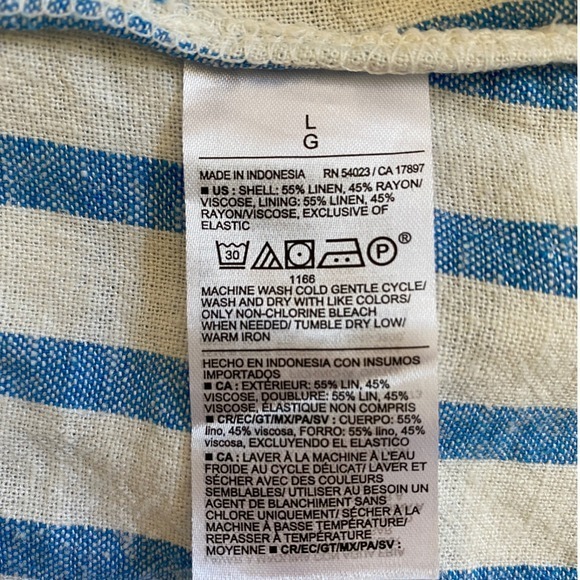 Old Navy Fit & Flare Sleeveless Linen Blend Blue White Stripe Midi Dress: L EUC - Picture 13 of 13